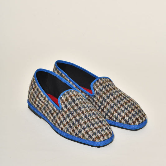 Friulane - Tissu laine Harris tweed pied de poule I ganse bleuette - Elle & Lui