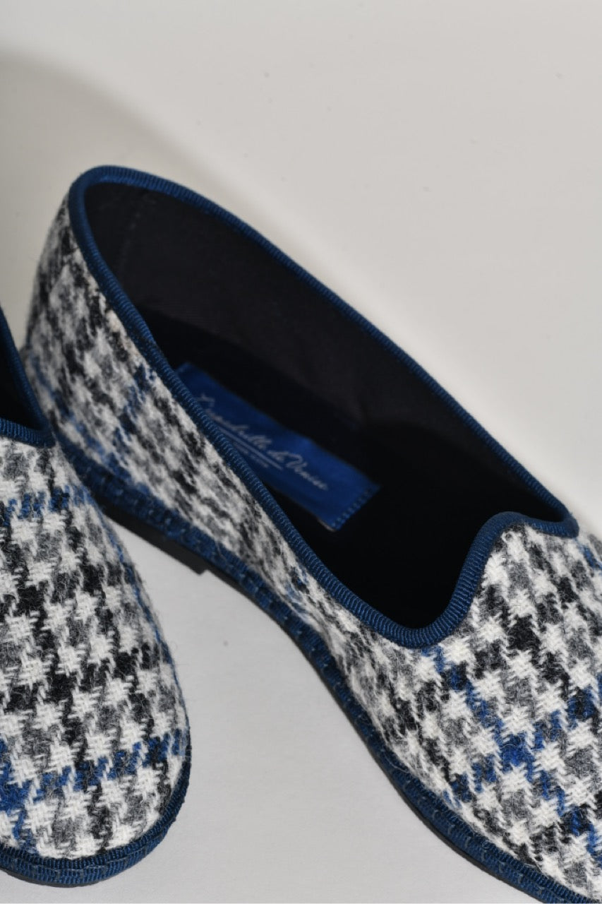 Friulane - Tissu laine Harris tweed pied de poule I doublure velours