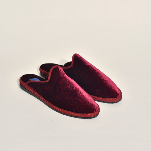 Friulane Sabot - Velours Borgeaux I Impression cashmere