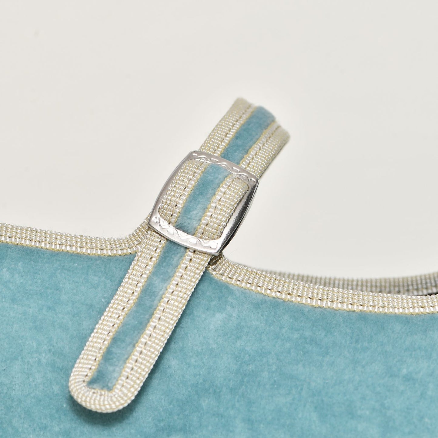 Furlane Mary Jane - Velours bleu perle I Ganse ivoire