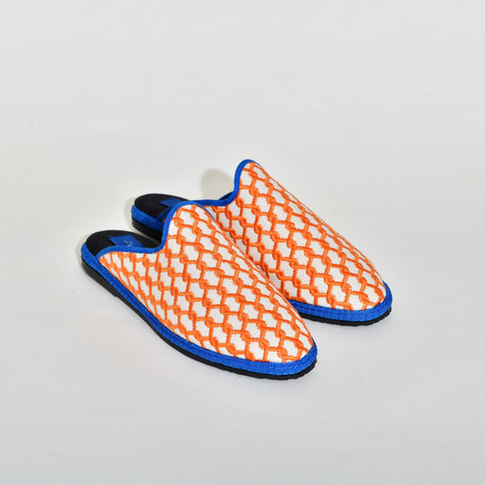 Friulane - Sabot fantaisie motif orange I Ganse Bleu roi
