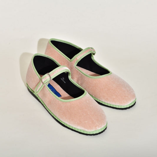 Furlane Mary Jane - Velours rose poudré i Ganse Verte