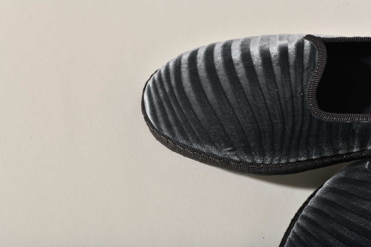 Friulane Velours Rayures "serpentine" I Gris anthracite - Elle & Lui