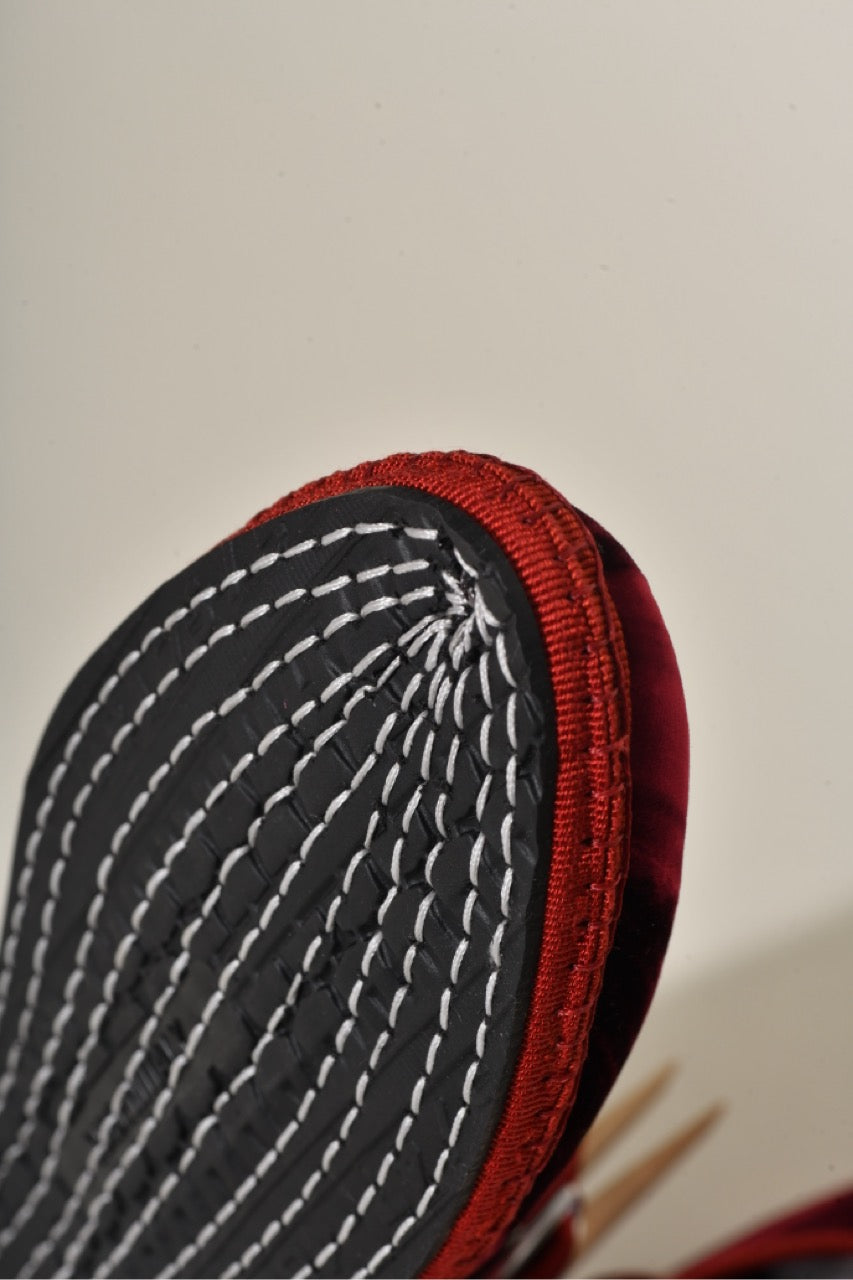 Marry Jane Double Boucle I Velours Froissé Rouge bordeaux