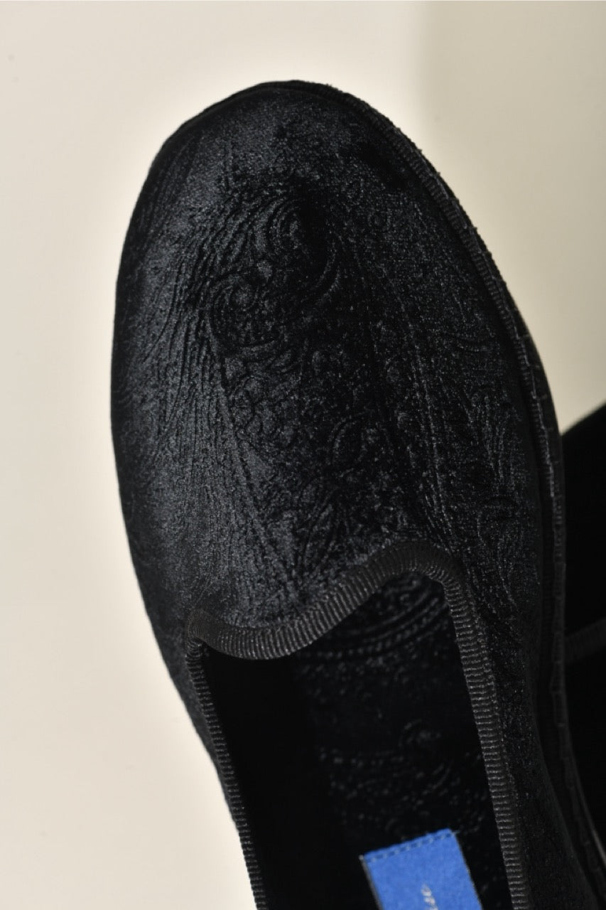 Friulane - Velours motif cashmere Noir I ganse Noir - Elle & Lui