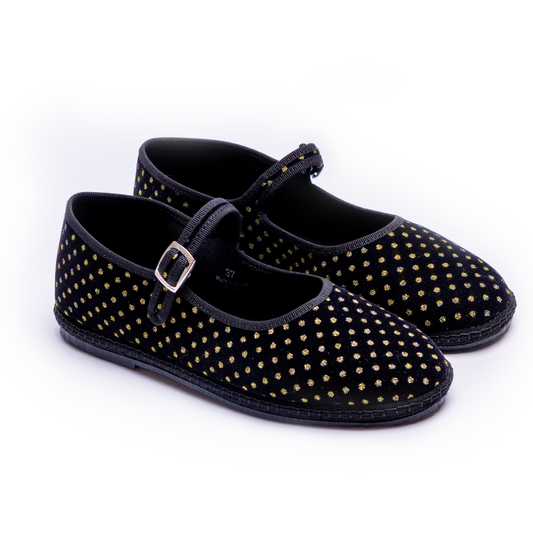 Mary Jane - Black I Gold Diamantino Pattern