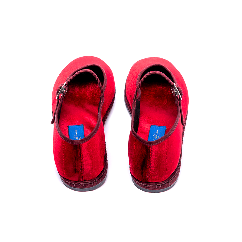 Mary Jane - Iridescent Red Silky Velvet | Burgundy Trim