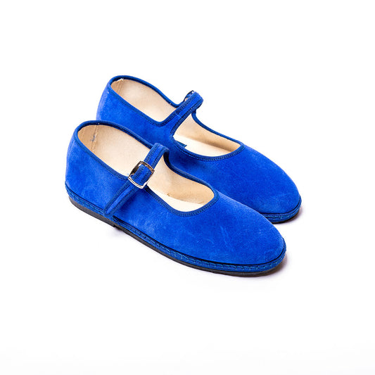 Furlane Mary Jane - Daim - Bleu Royal | Ganse bleu - Ton sur ton