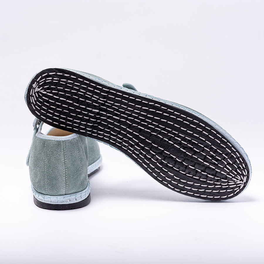 Mary Jane - Daim - Bleu Celadon | Ganse Ivoire
