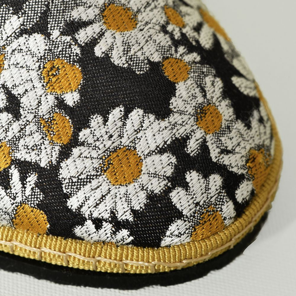 Furlane - Mary jane - Tissu RUBELLI - Marguerite blanc-jaune sur fond noir