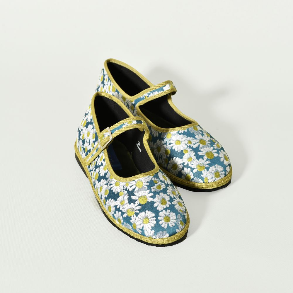 Furlane - Mary jane - Tissu RUBELLI - Marguerite sur Fond Bleu I ganse Bleu