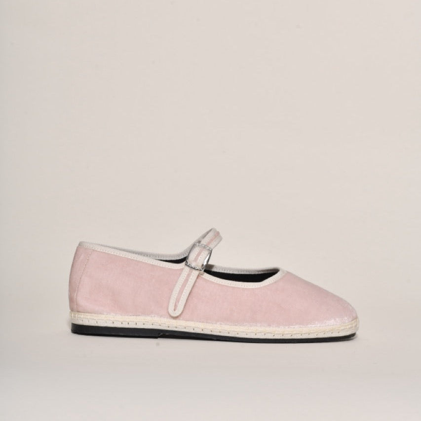 Furlane Mary Jane Velours Soyeux Rose Perle