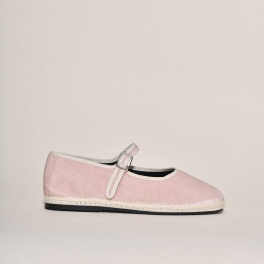 Furlane Mary Jane Velours Soyeux Rose Perle