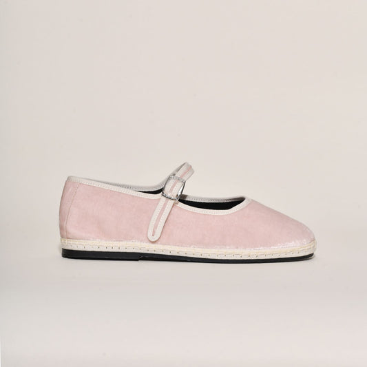 Furlane Mary Jane Velours Soyeux - Rose Perle