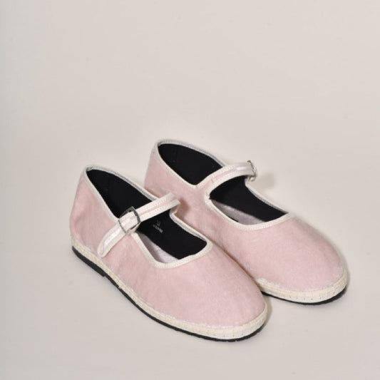 Furlane Mary Jane Velours Soyeux Rose Perle