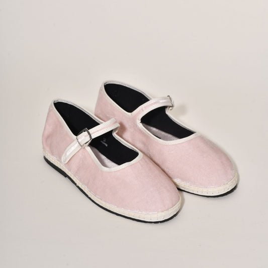 Furlane Mary Jane Velours Soyeux - Rose Perle