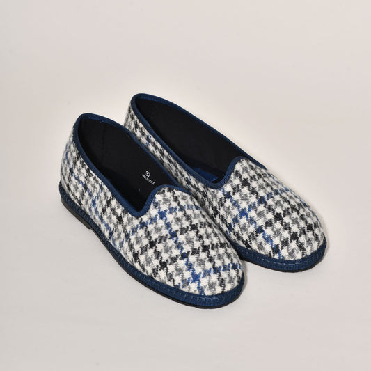 Friulane - Tissu laine Harris tweed pied de poule I doublure velours - Elle & Lui
