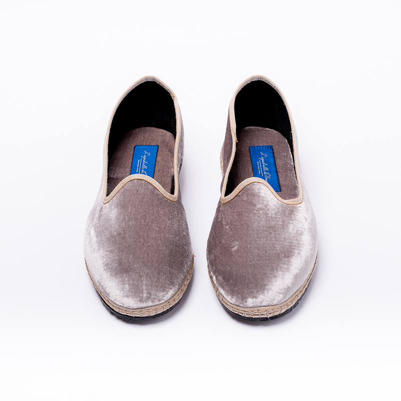 Friulane -  Velours soyeux Gris Clair Irisé | Ganse Gris Clair