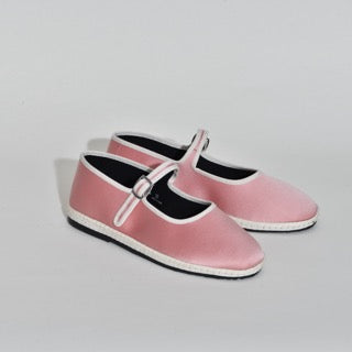 Furlane Mary jane - Satin rose clair I Ganse ivoire
