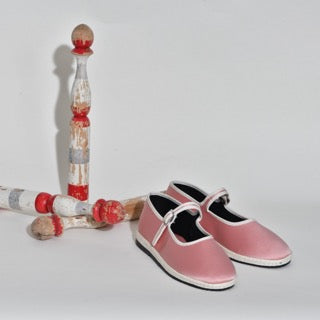 Furlane Mary jane - Satin rose clair I Ganse ivoire