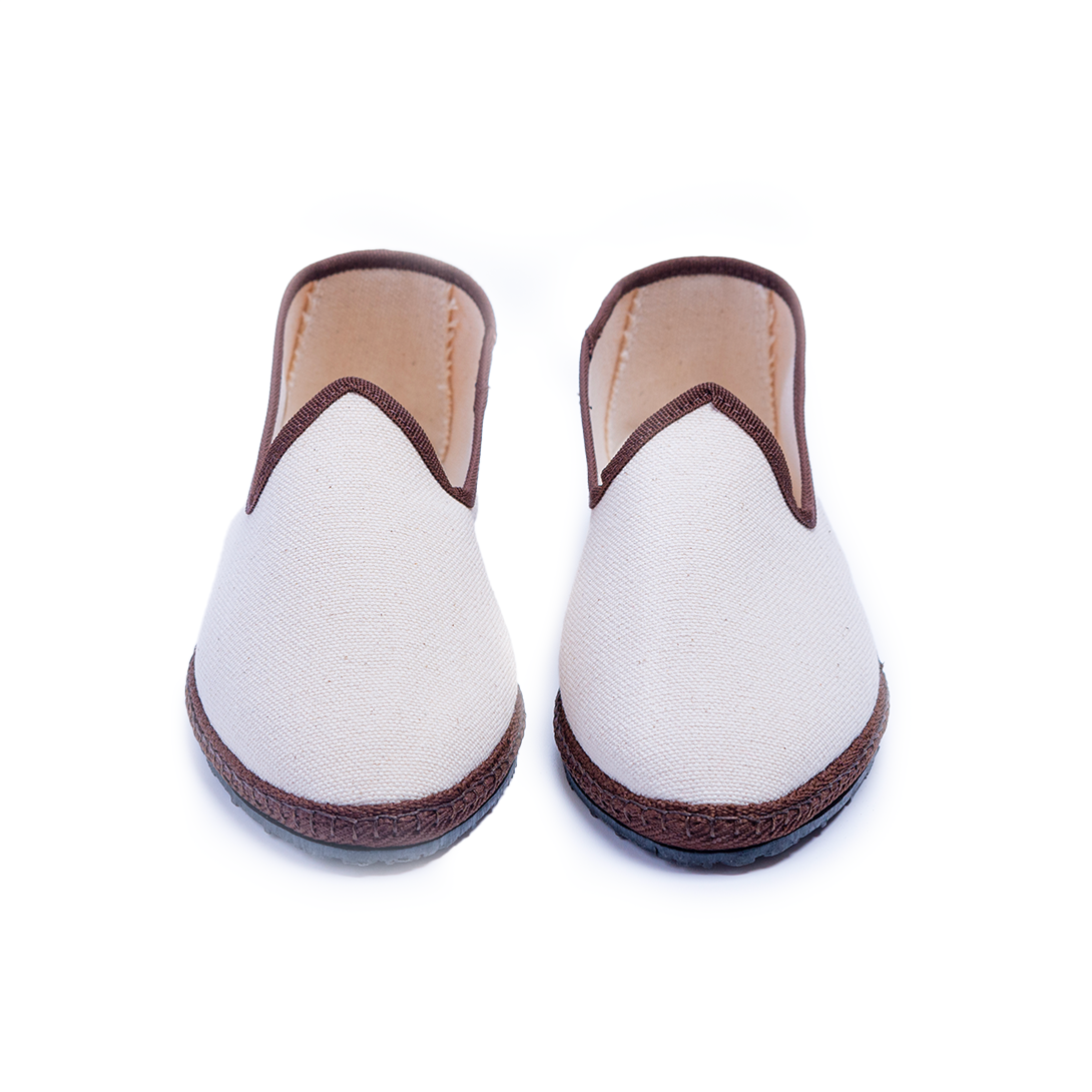 Friulane Paradisio – Cremeweiß | Braune Borte - Canvas 