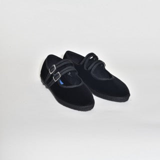 Furlane Mary Jane - Velours Noir - Double bride | Ganse Noir