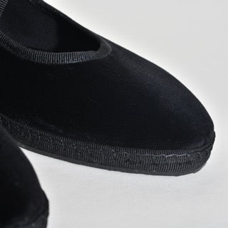 Furlane Mary Jane - Velours Noir - Double bride | Ganse Noir