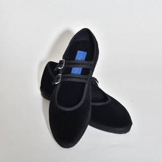 Furlane Mary Jane - Velours Noir - Double bride | Ganse Noir