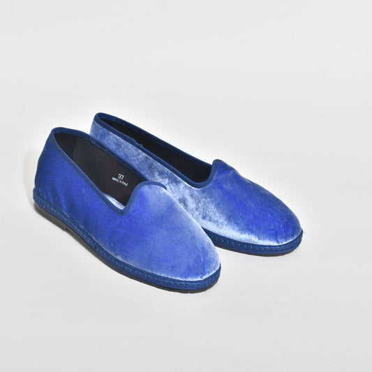 Friulane - Velours soyeux - Bleu iris I Ganse Marine - Pour Elle & Lui