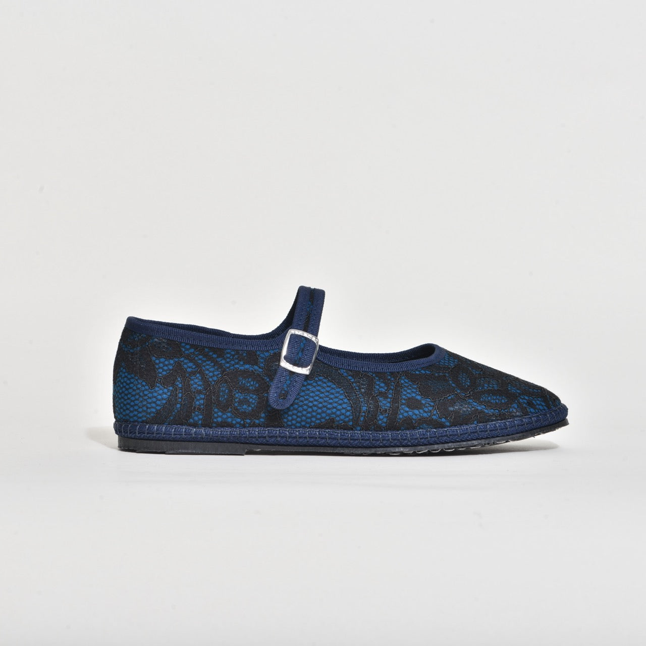 Furlane - Mary Jane - Fond Bleu I Recouvert dentelle Noir