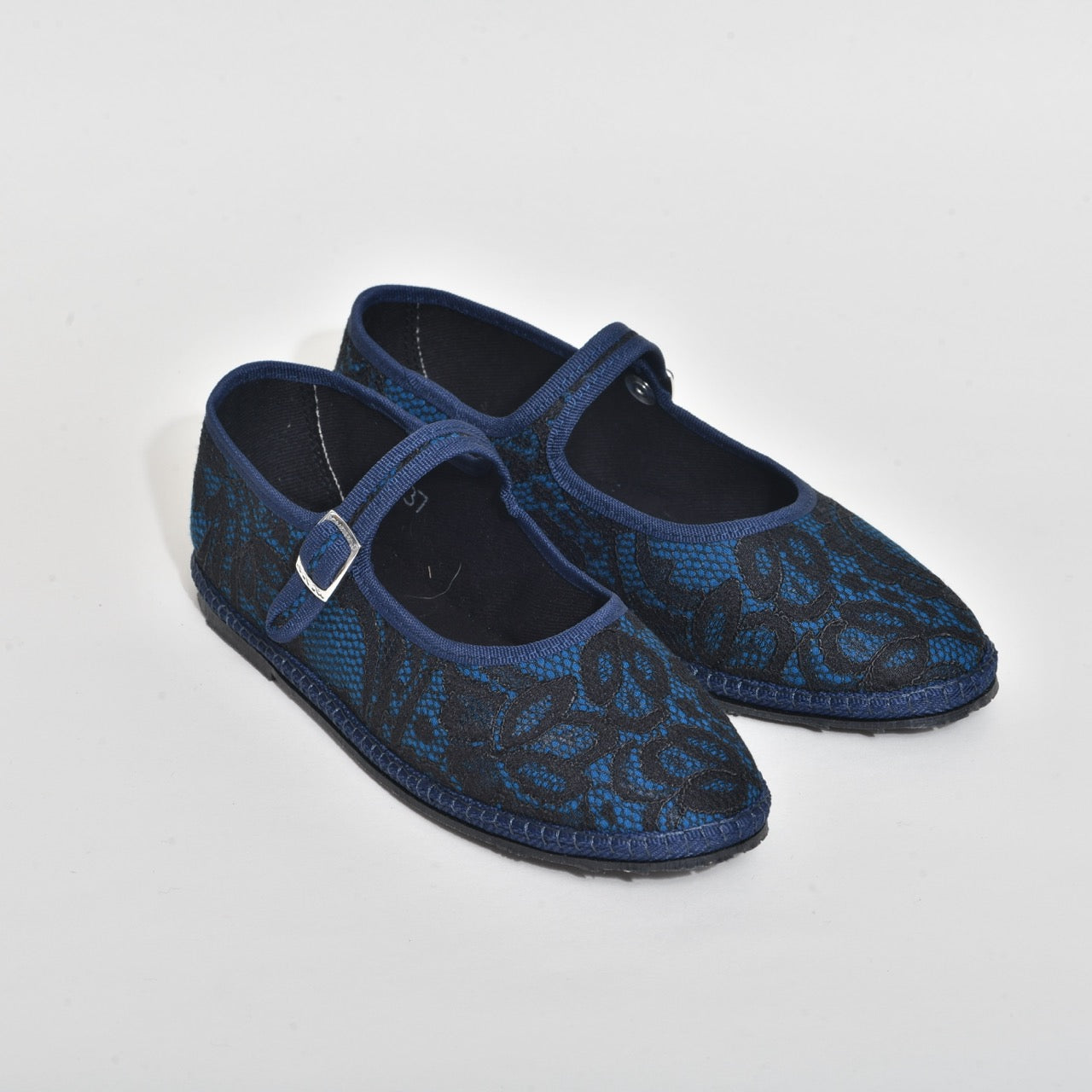 Furlane - Mary Jane - Fond Bleu I Recouvert dentelle Noir