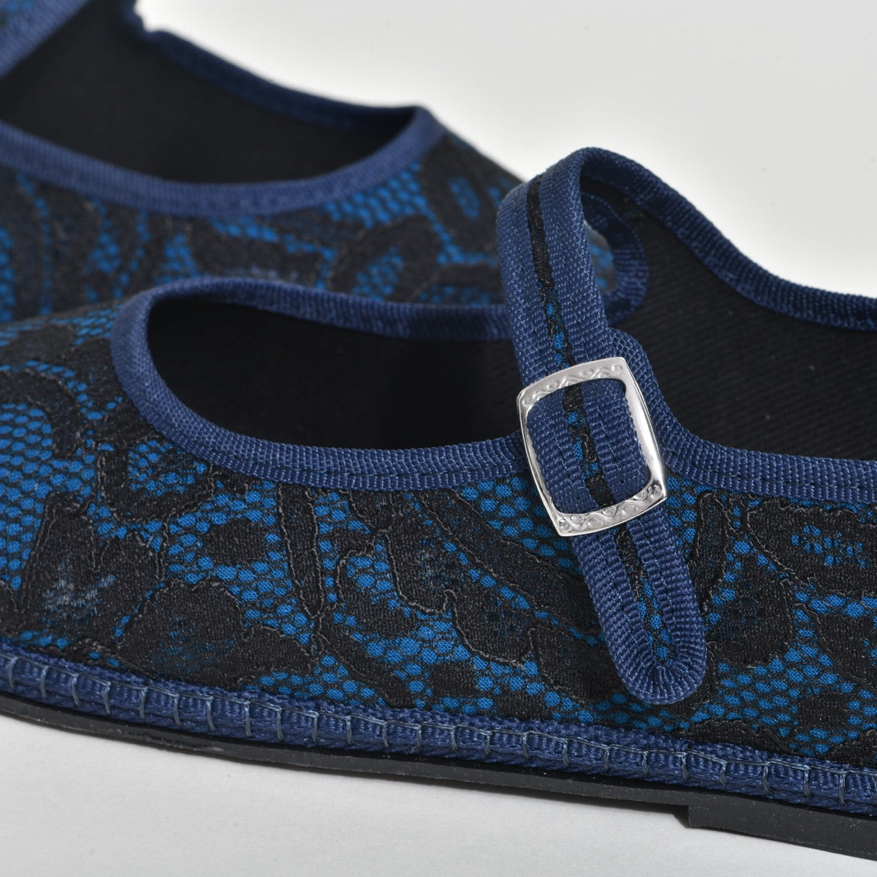 Furlane - Mary Jane - Fond Bleu I Recouvert dentelle Noir