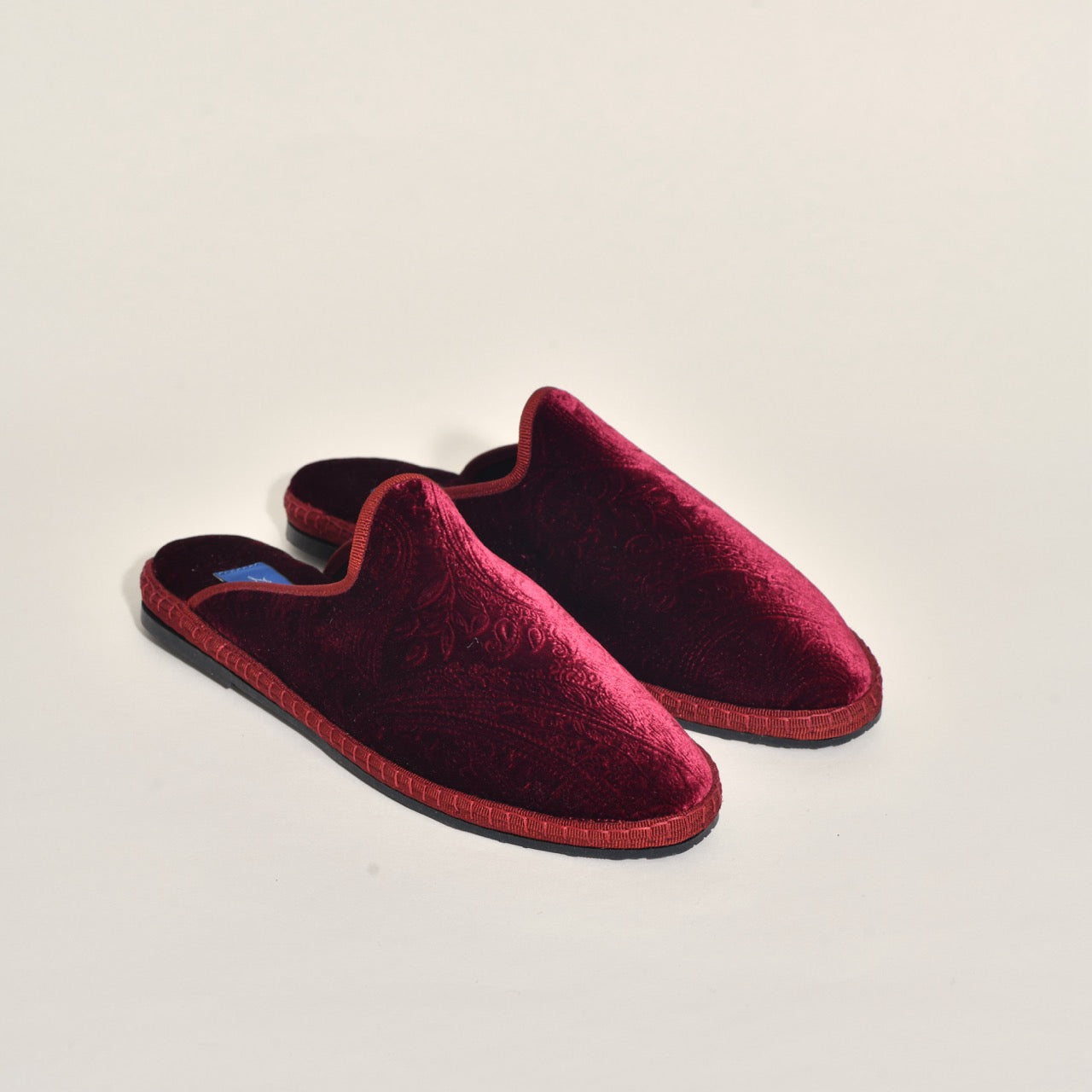 Friulane Sabot - Velours Borgeaux I Impression cashmere