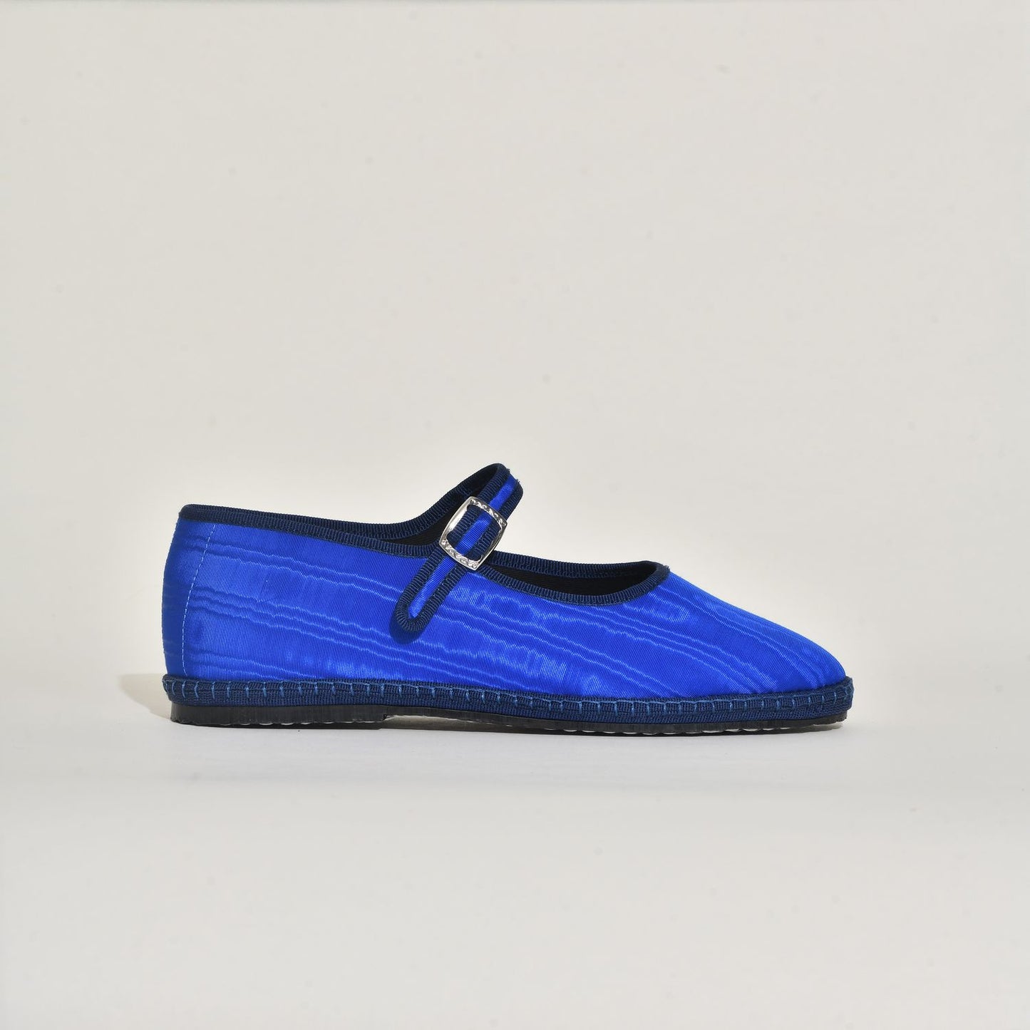 Friulane Mary Jane -Moire  Bleu Electrique | Ganse Marine