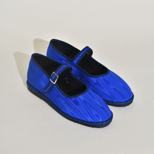 Friulane Mary Jane -Moire  Bleu Electrique | Ganse Marine