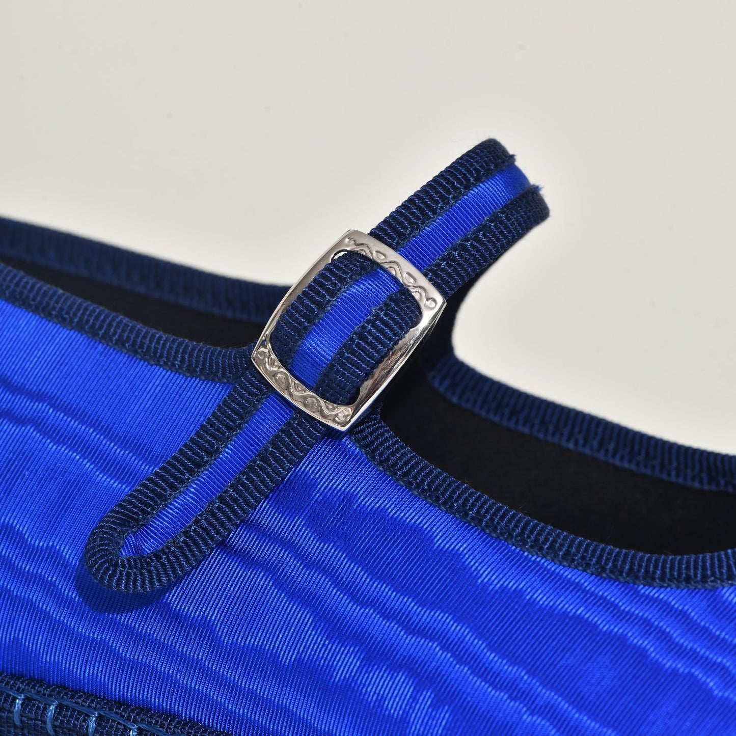 Friulane Mary Jane -Moire  Bleu Electrique | Ganse Marine