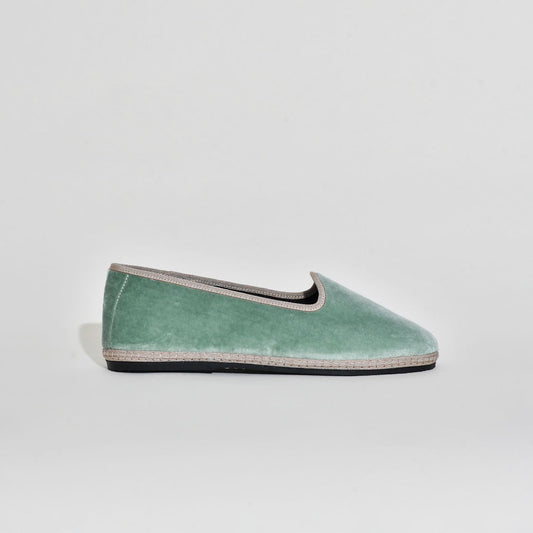 Friulane Classique - Velours vert d'eau I Ganse ivoire