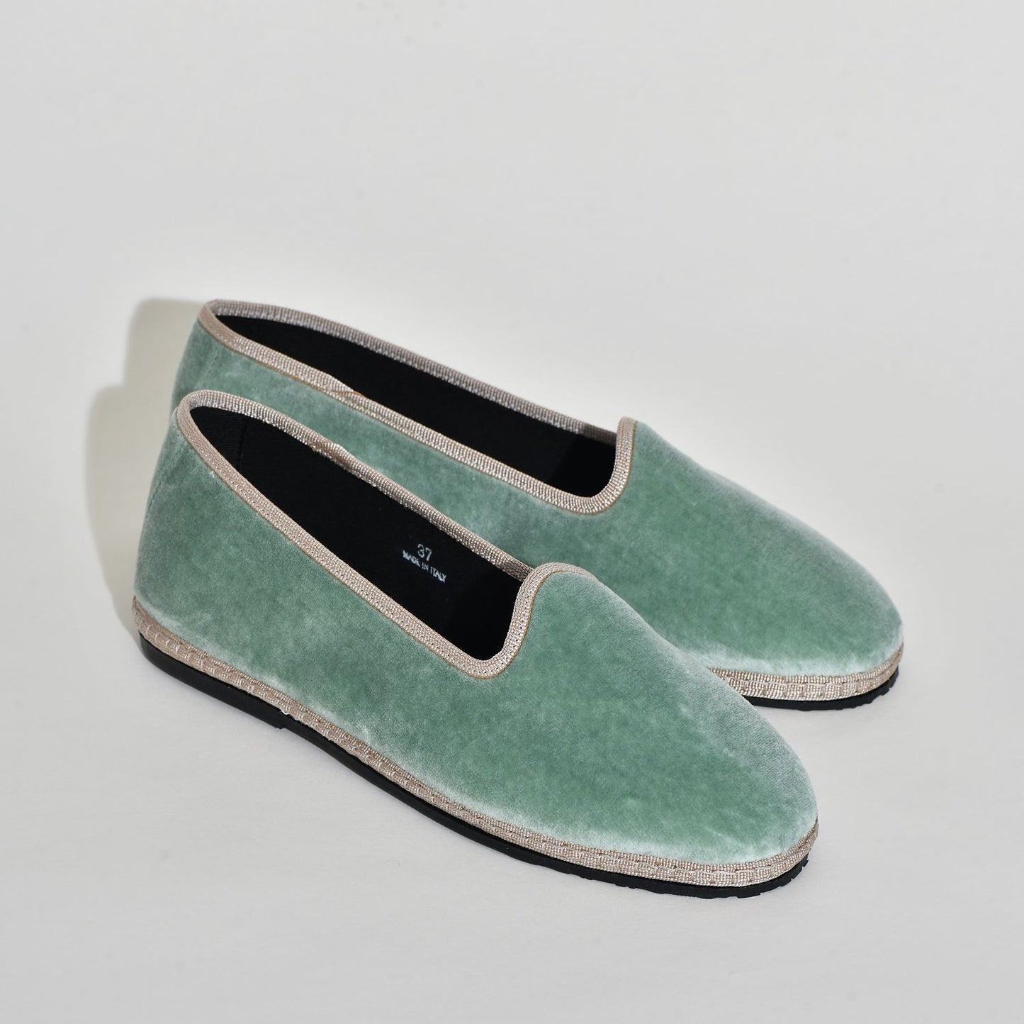 Friulane Classique - Velours vert d'eau I Ganse ivoire