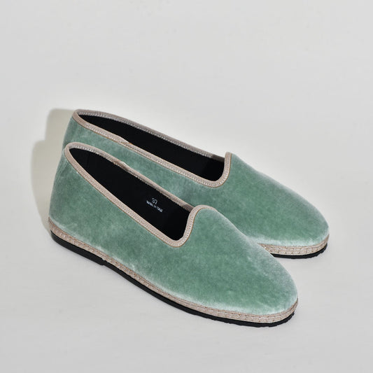 Friulane Classique - Velours vert d'eau I Ganse ivoire