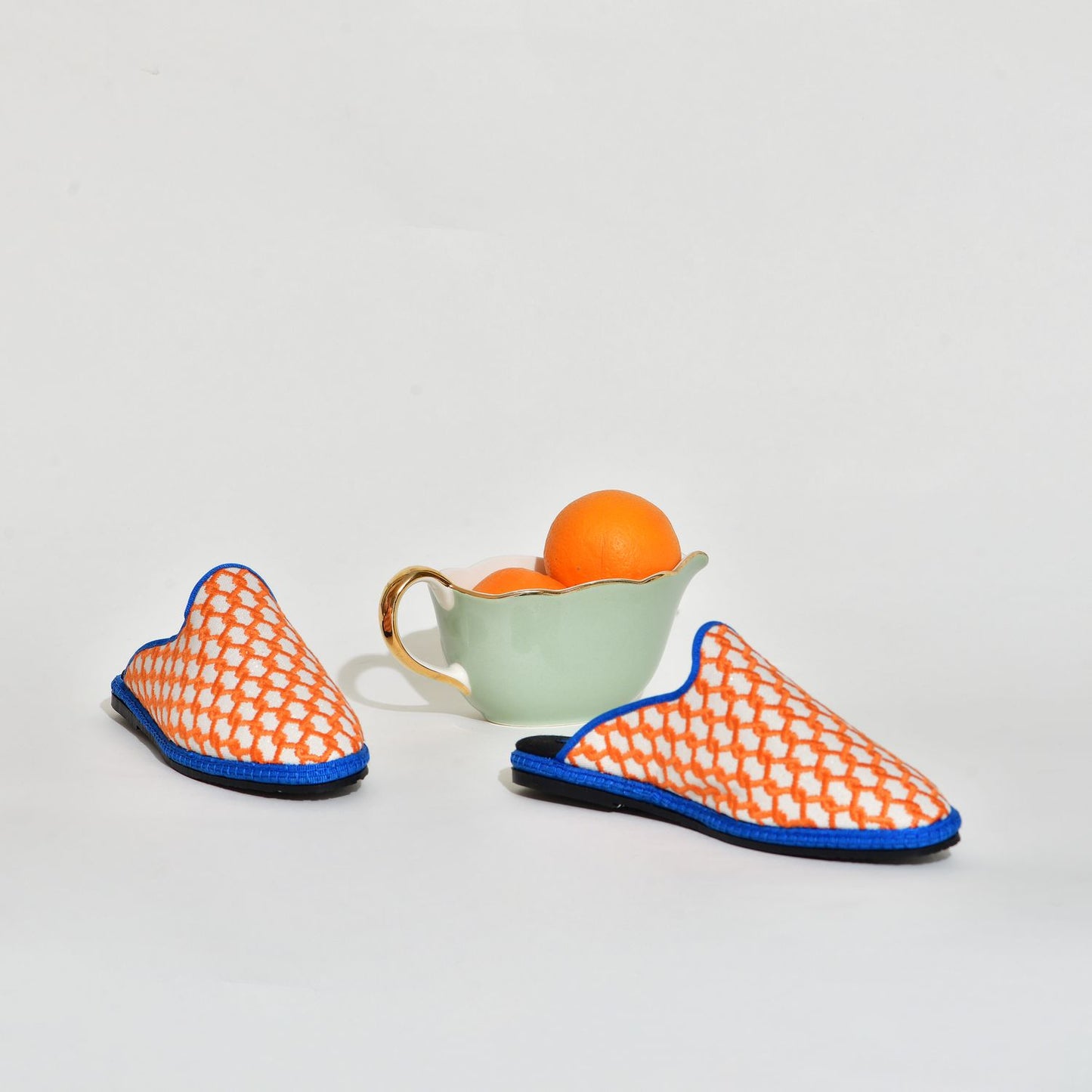 Friulane - Sabot fantaisie motif orange I Ganse Bleu roi