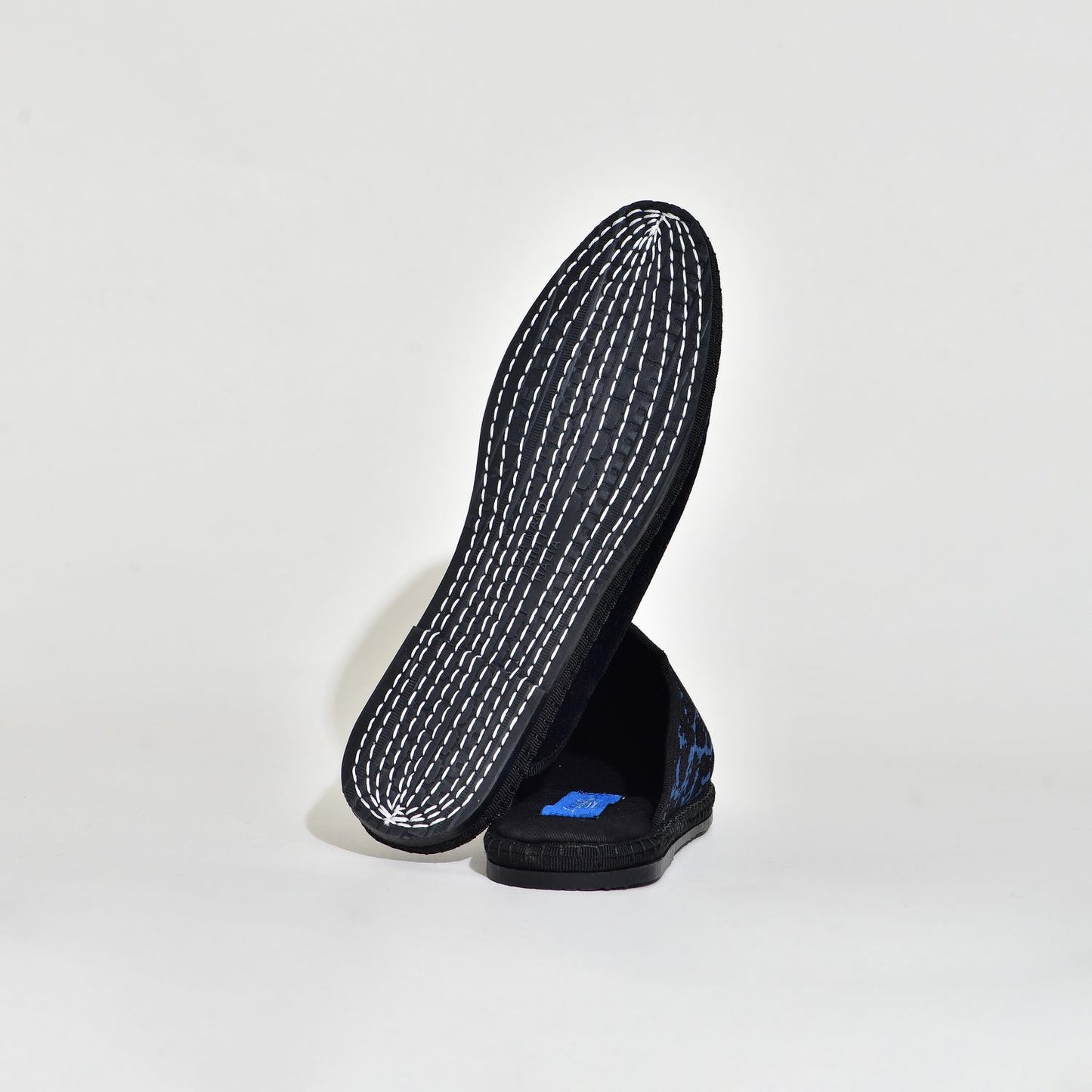 Friulane Sabot - Velours Bleu Impression Panthère Noir