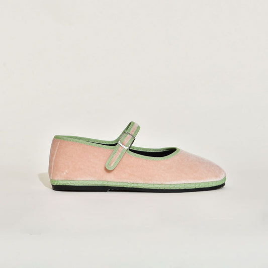 Furlane Mary Jane - Velours rose poudré i Ganse Verte