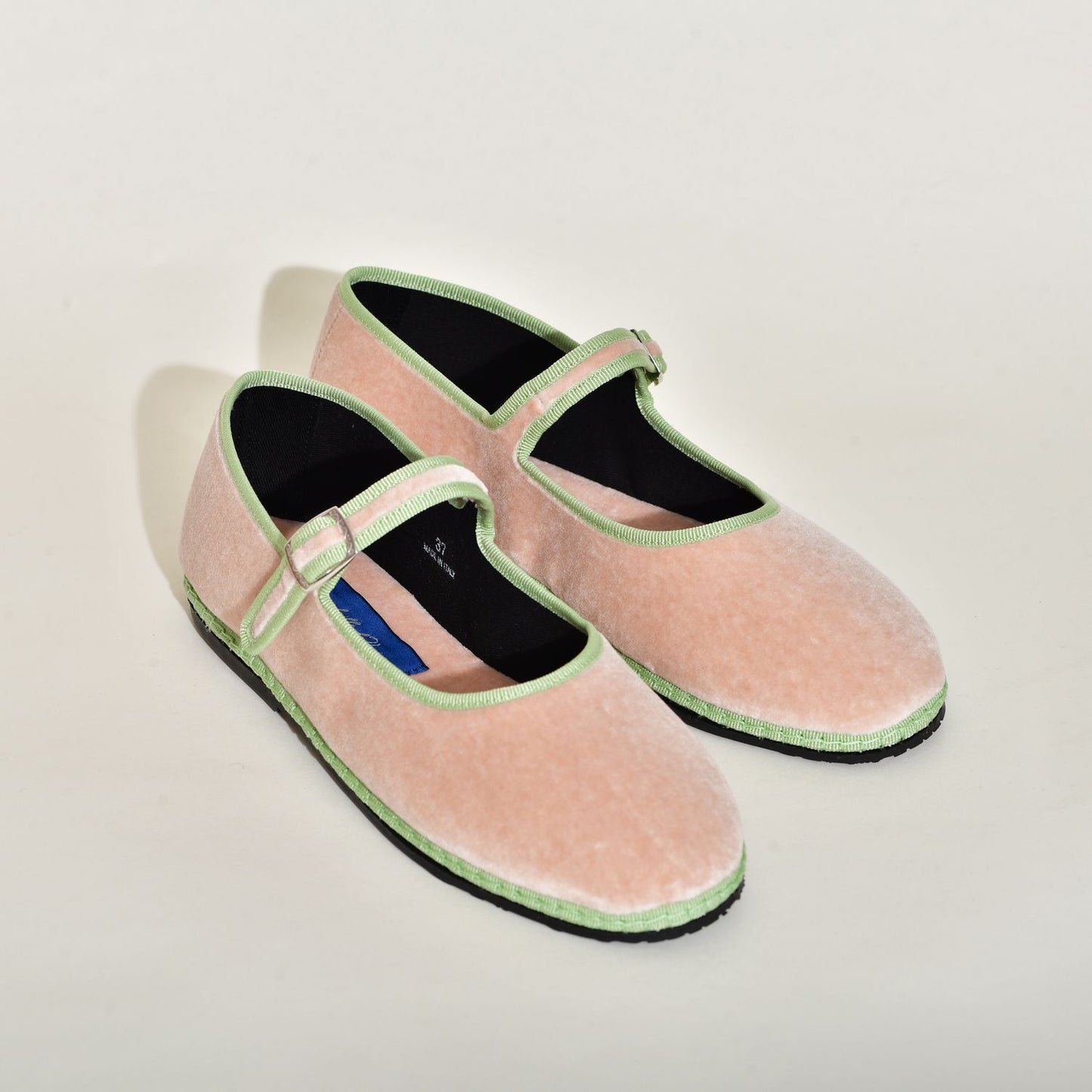 Furlane Mary Jane - Velours rose poudré i Ganse Verte