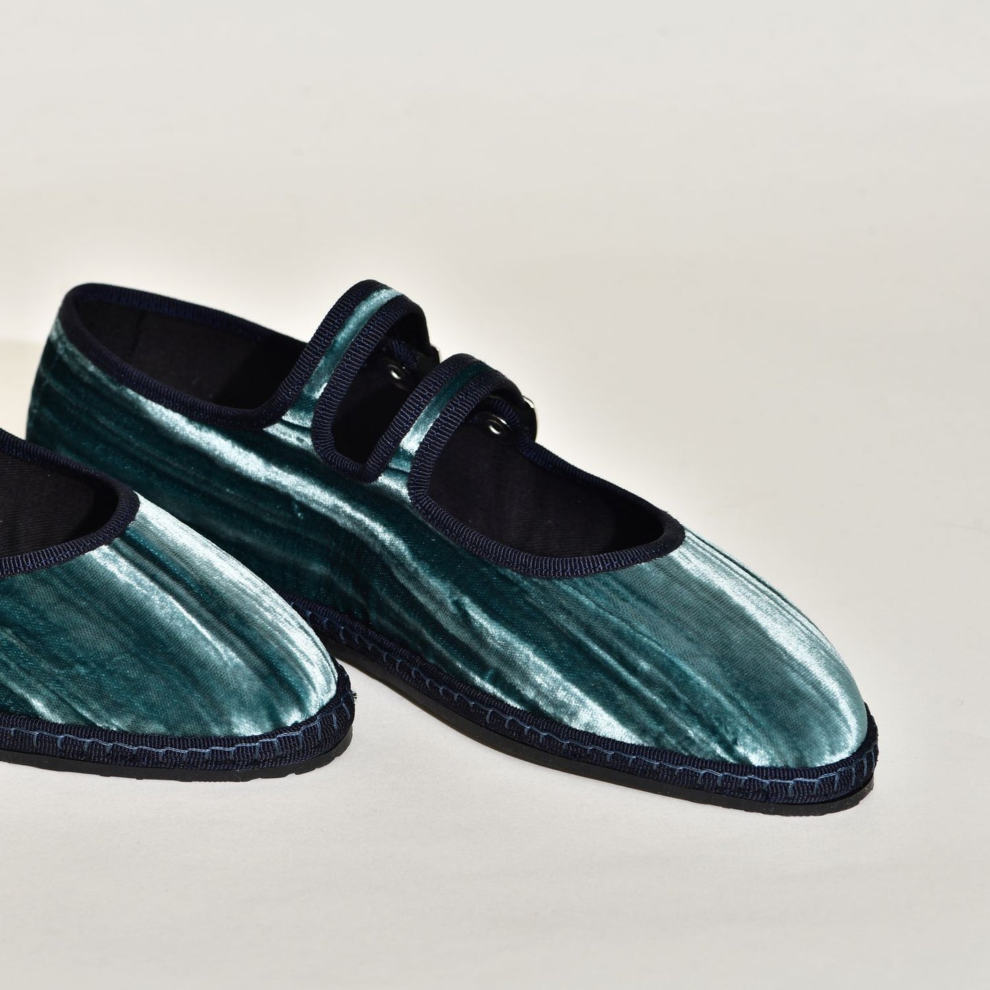 Furlane - Mary Jane Double boucles - Velours froissé Bleu vert océan