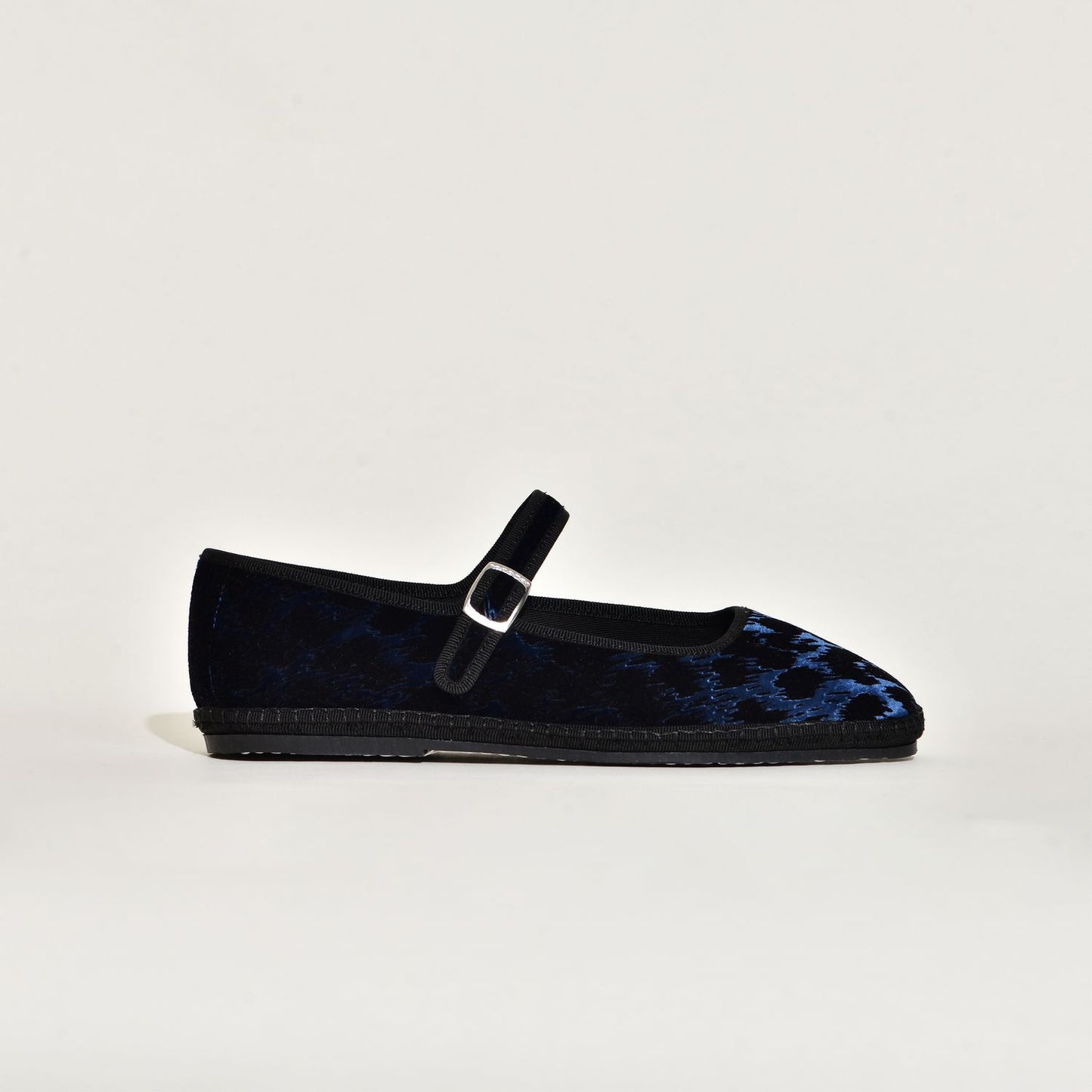 Furlane Mary Jane - Velours Fond Bleu  I Impression panthère noir - Bout carré