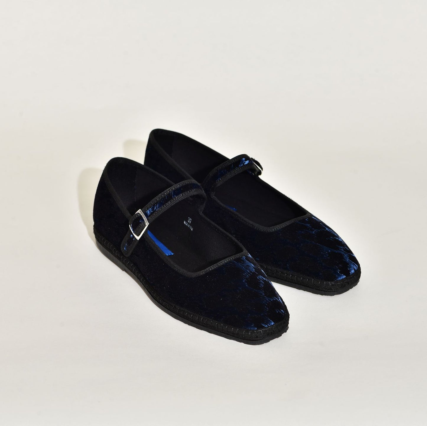 Furlane Mary Jane - Velours Fond Bleu  I Impression panthère noir - Bout carré