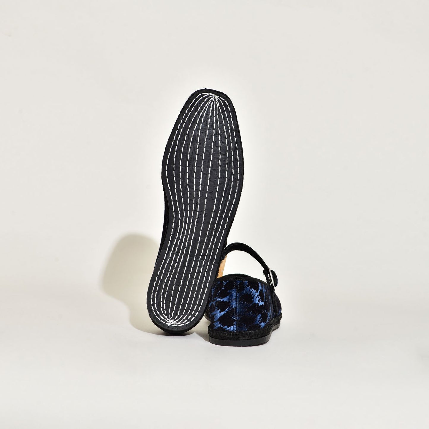 Furlane Mary Jane - Velours Fond Bleu  I Impression panthère noir - Bout carré