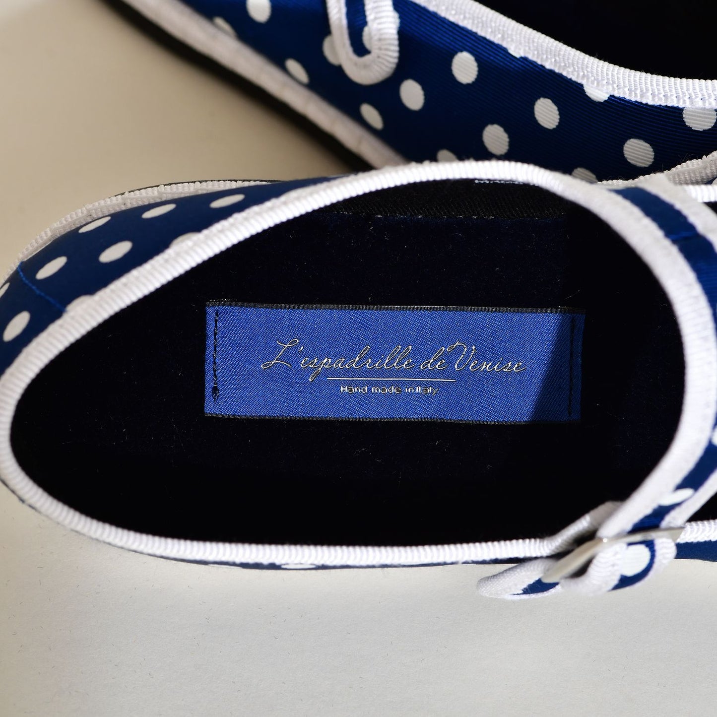 Furlane - Mary Jane - Toile Bleu imprimée de pois blanc