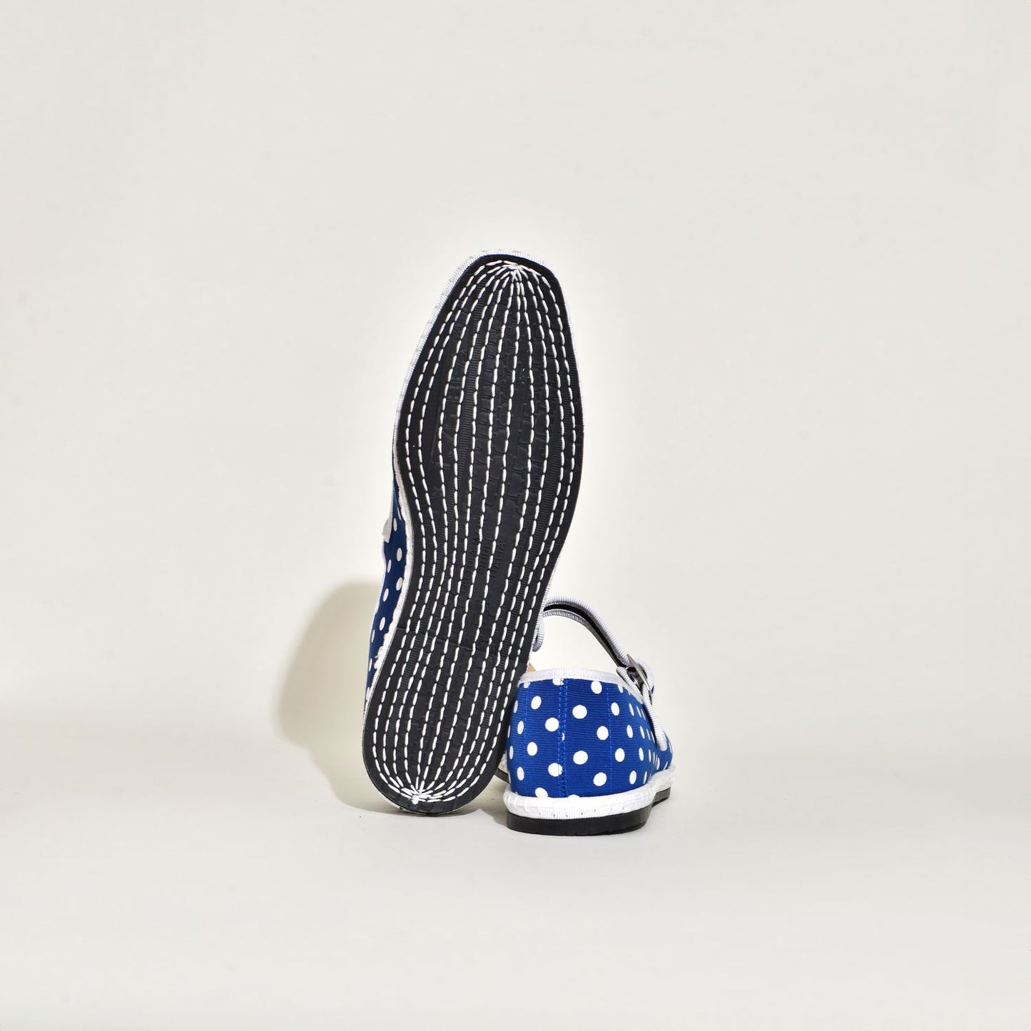 Furlane - Mary Jane - Toile Bleu imprimée de pois blanc