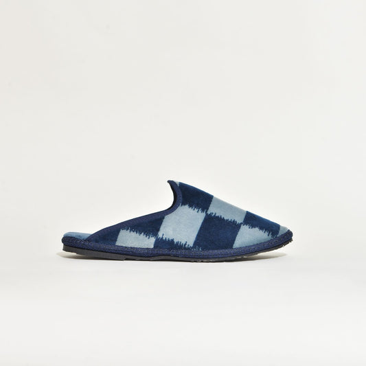 Friulane Sabot - Velours gros carreaux marine - Jean
